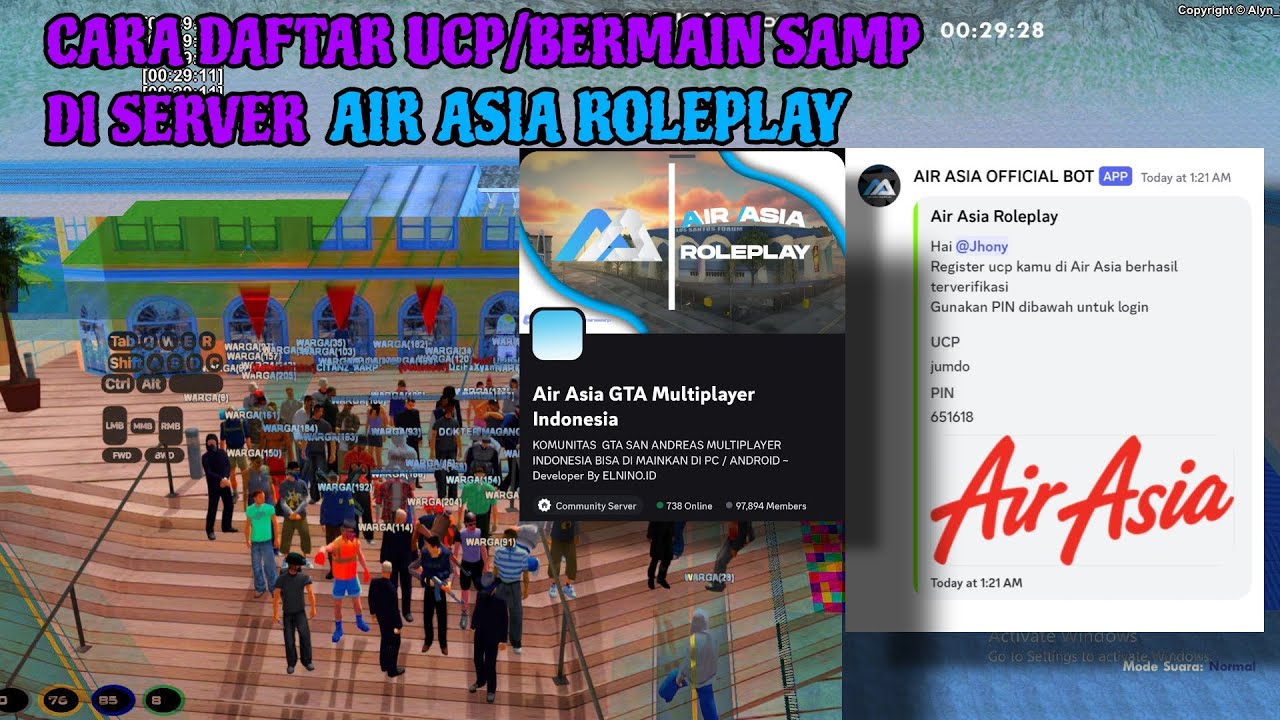 Cara Daftar UCP Atau Bermain SAMP di Server AIR ASIA ROLEPLAY🙌