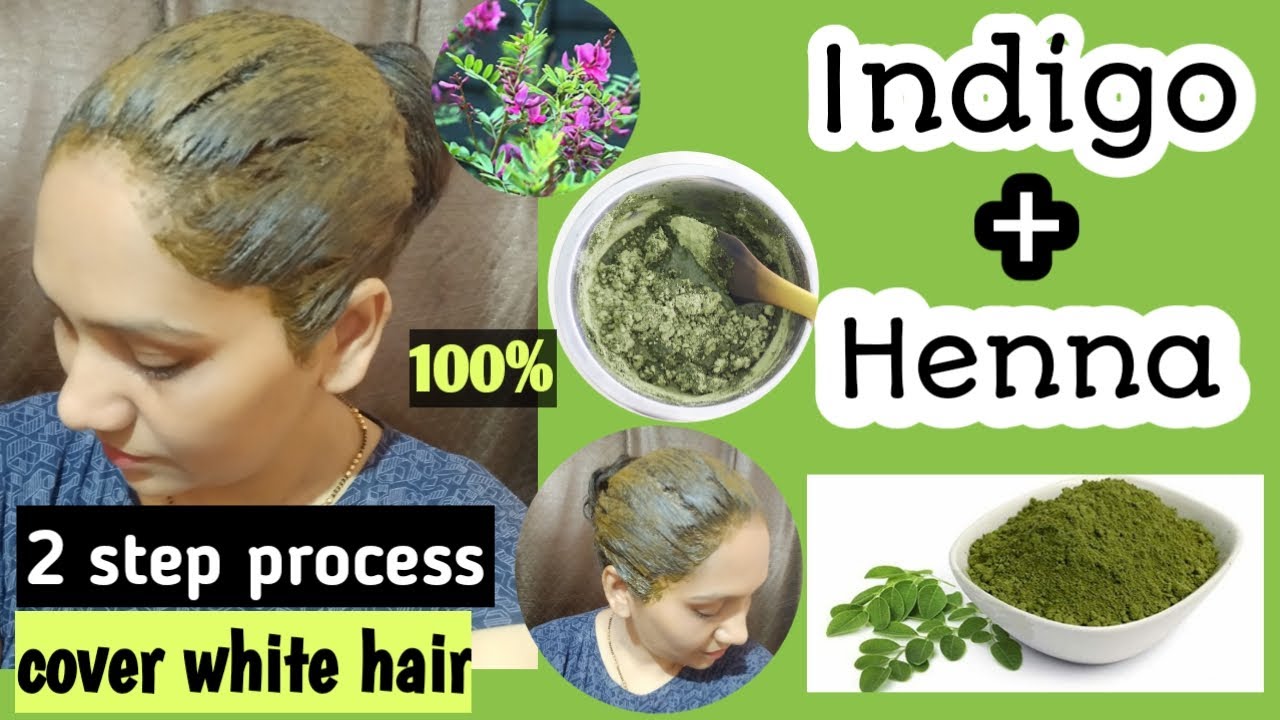 Indigo powder for Hair🌿Henna+Indigo - 2 Step Process 🌿Cover white hair Naturally 🌿100% home remidies