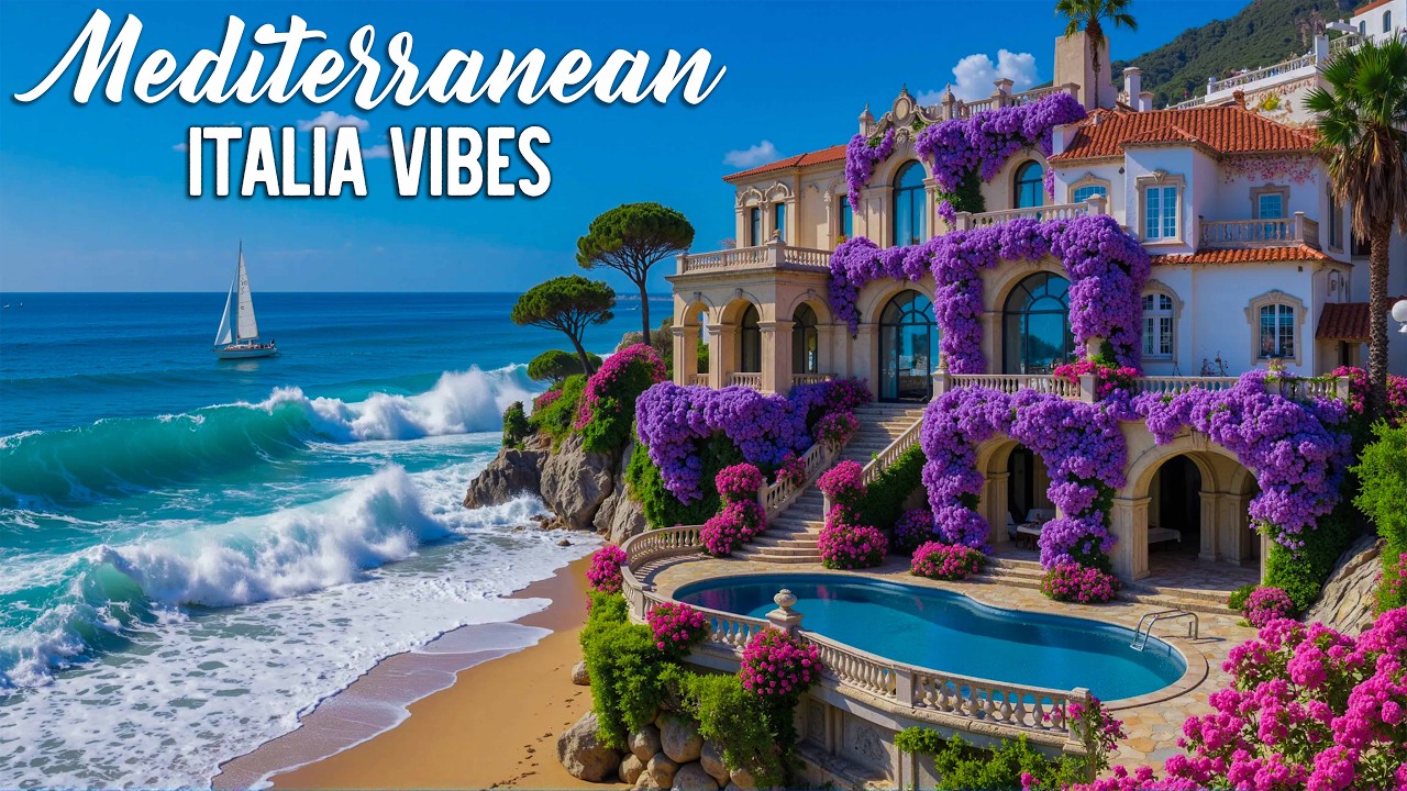 Amalfi Coast Luxury Estate 🌺 Chill Waves, Bougainvillea & Timeless Italian Grandeur 4K