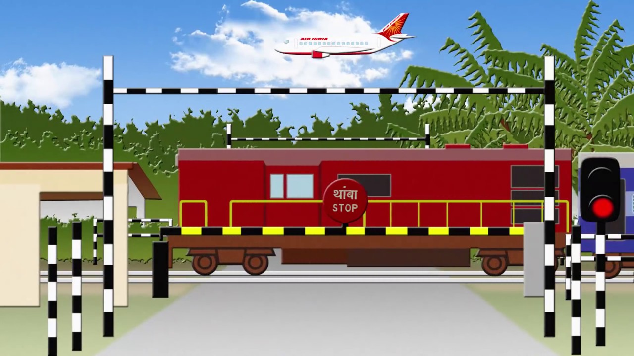 Indian Railroad Crossing anime  रेलरोड क्रॉसिंग　インドの踏切アニメ動画