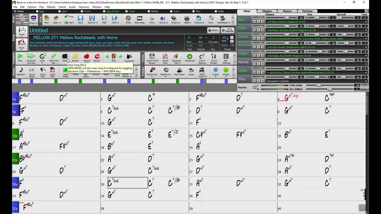 Creating intros, bridges, and endings, in Band-in-a-Box® songs
