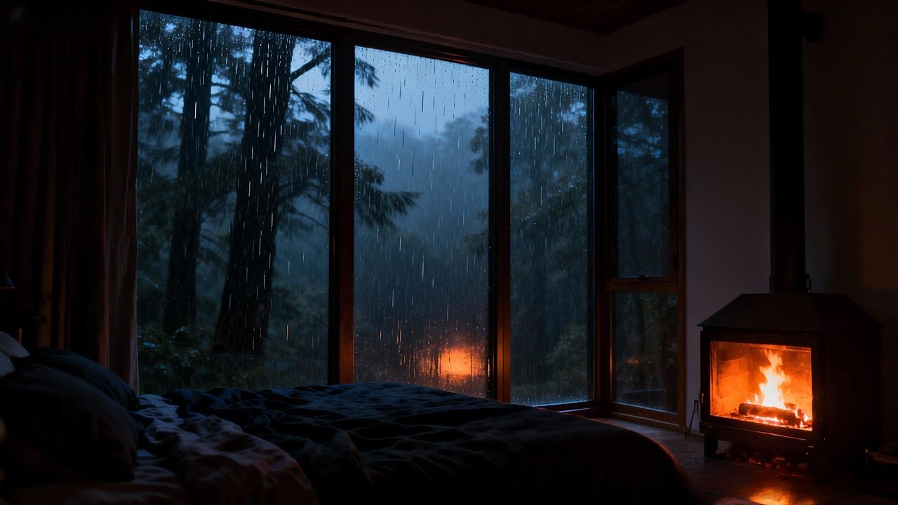 Rain & Thunderstorm 24/7 | Rain Sounds for Sleep & Study (Black Screen)