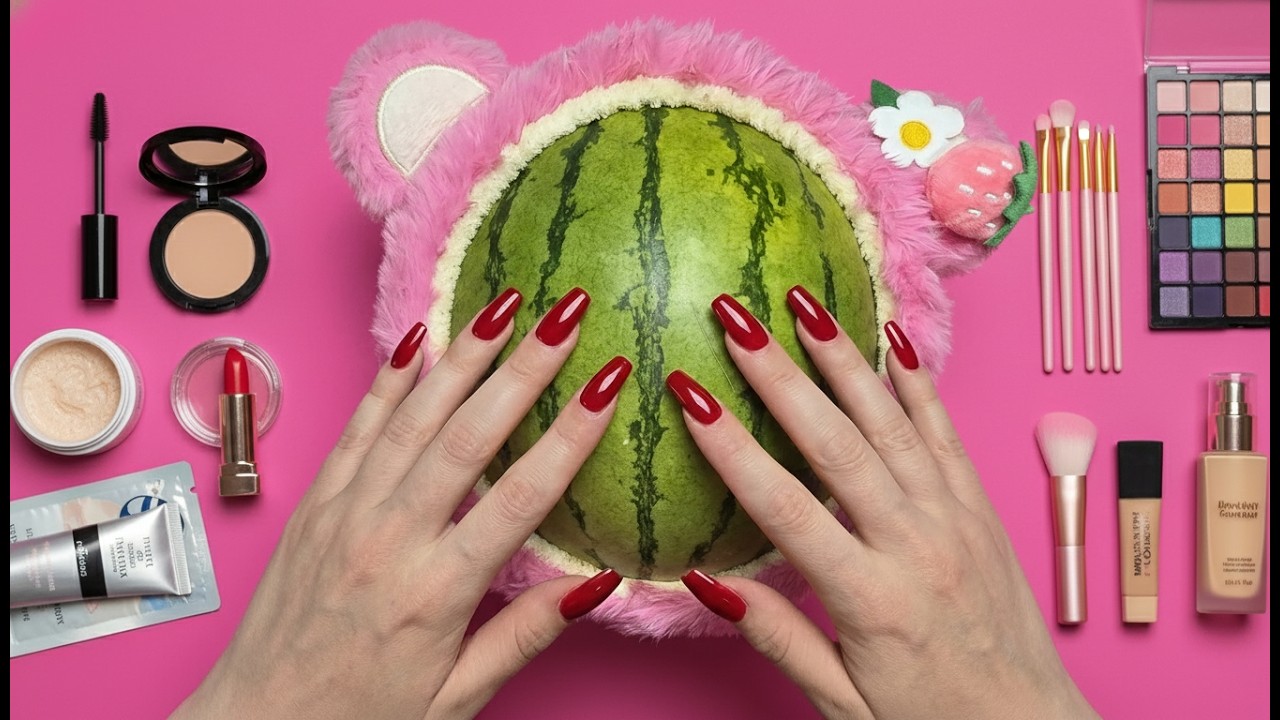 ASMR Makeup on Watermelon 🍉 ( no talking)