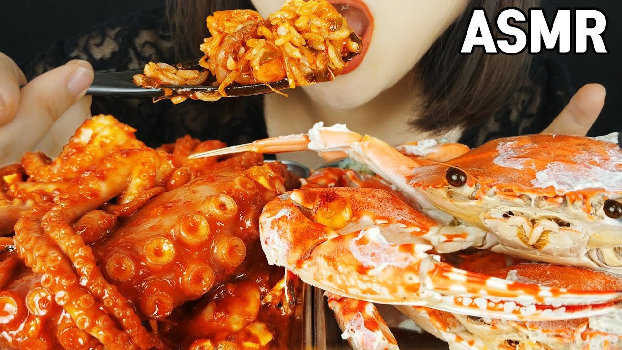 ASMR пряные морепродукты и крабы пара (едят звуки) Мок-Бэнг