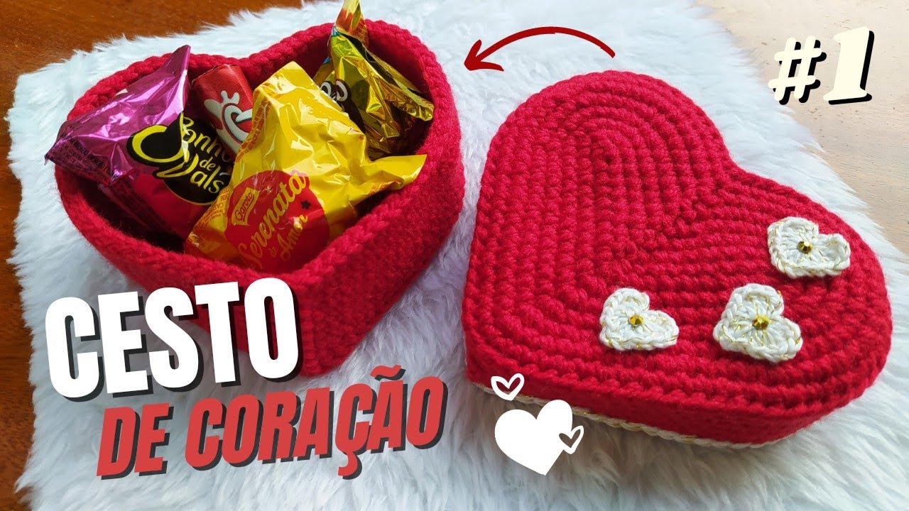 CESTO DE CORAÇÃO #1 ❤️ Dia dos namorados • Tutorial de crochê