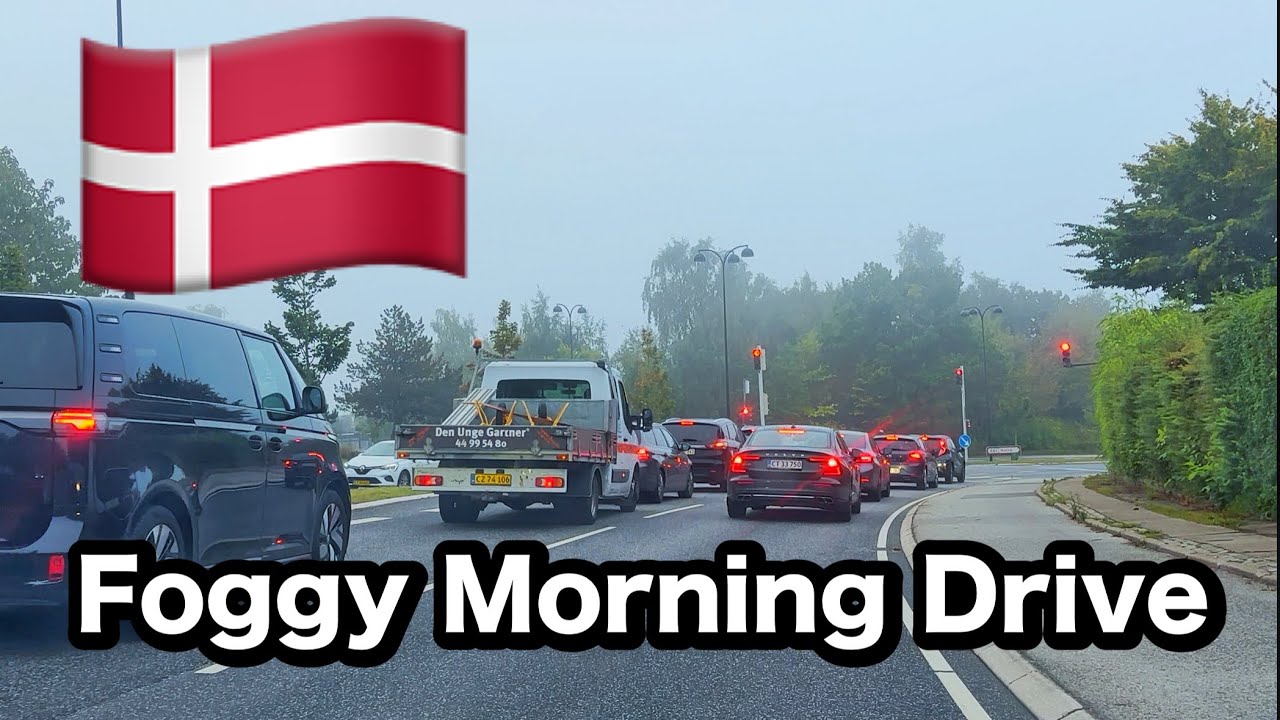 Foggy Morning Drive 🚗 | Birkerød to Hillerødmotorvejen | Copenhagen Traffic POV