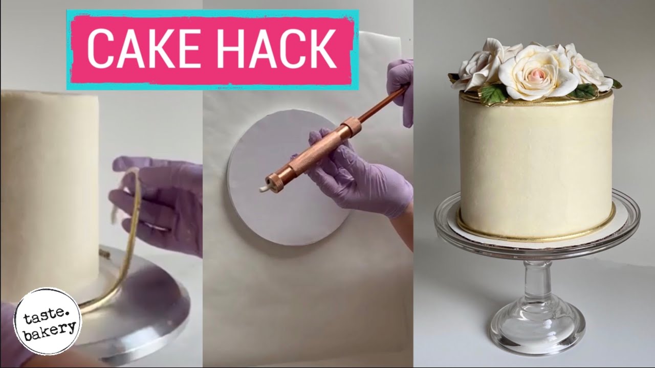 CAKE HACK (for Straight Lines) - HOW TO Fondant Extruder | Cake BORDER Ideas | 50th Cake Ideas GOLD