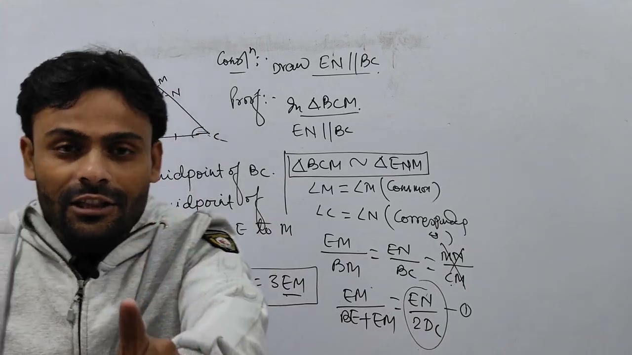 in a triangle D is the mid point of BC , E is the mid point of AD ,produced BE to M at C . BE=3EM