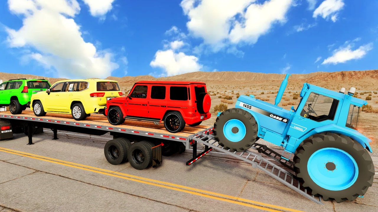 Flatbed Truck Mcqueen | Transportation with Truck - Pothole vs Car #001 - BeamNG.Drive