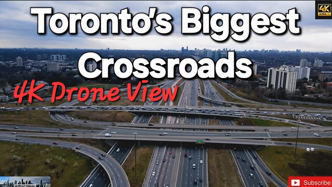 Toronto’s Biggest Highway Intersection: 401 & DVP in Stunning 4K #aerialview #highway