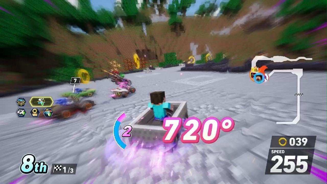Sonic Racing Crossworlds Minecraft Steve Gameplay (No Commentary)