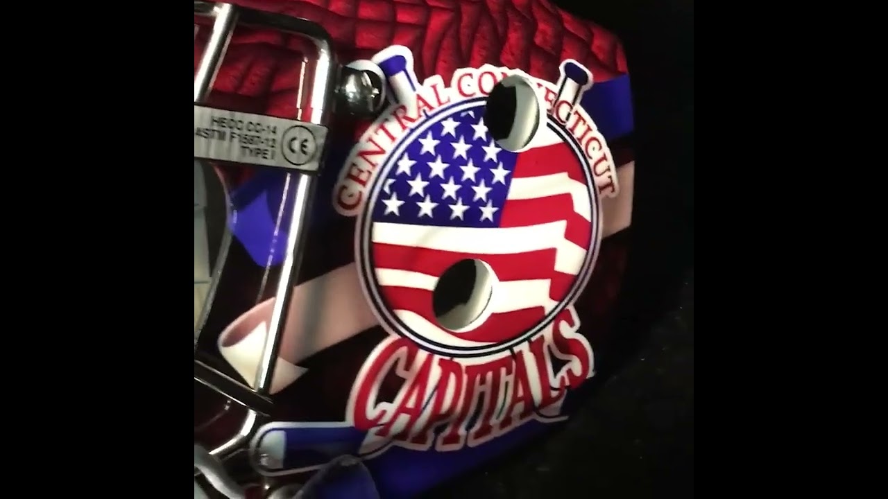 Fiery Red Dragon Goalie Mask Custom Vinyl Wrap