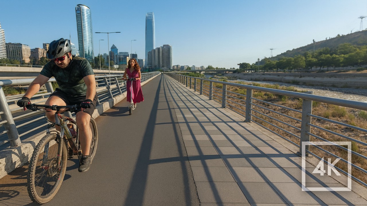 Paseo en Bicicleta por Santiago al Atardecer 🚴‍♂️🌇 | Lo Curro a Salvador en 4K