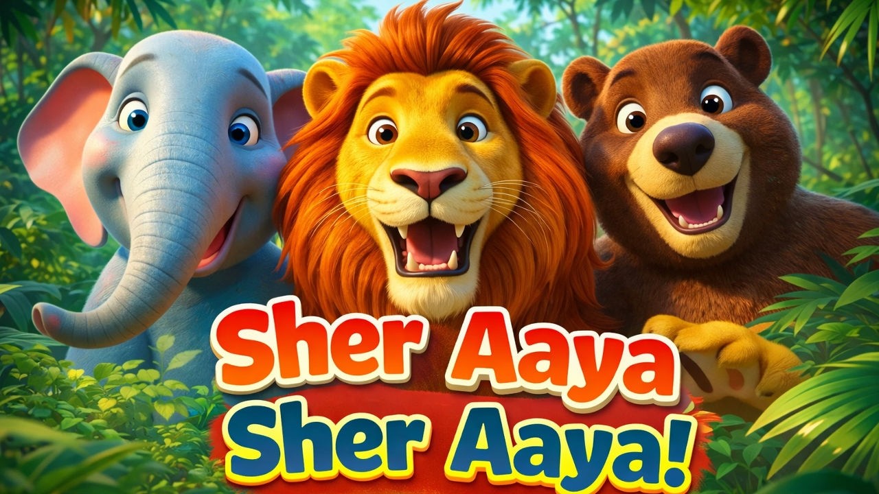 Sher Aaya Sher Aaya! 🦁 | Lion Cartoon & Elephant Song | Hindi Rhymes | Cartoon 
