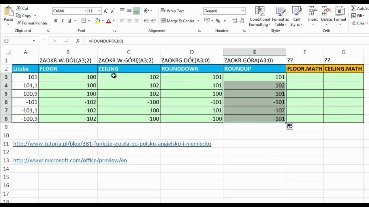 Excel 2013 Rzut okiem #3 - FLOOR, CEILING czyli zaokrąglanie w g&oacute;rę i w d&oacute;ł