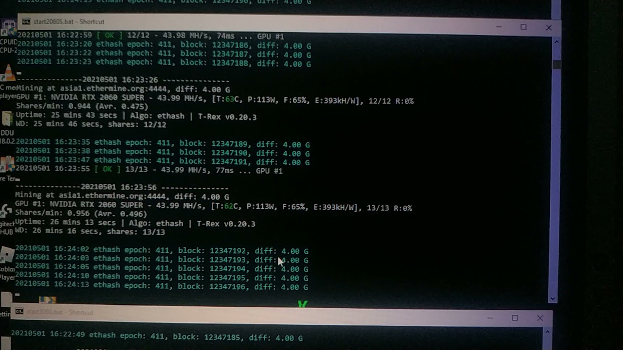 RTX 2060 Super mining @44 MH/s with 112W from 125W power consumption!