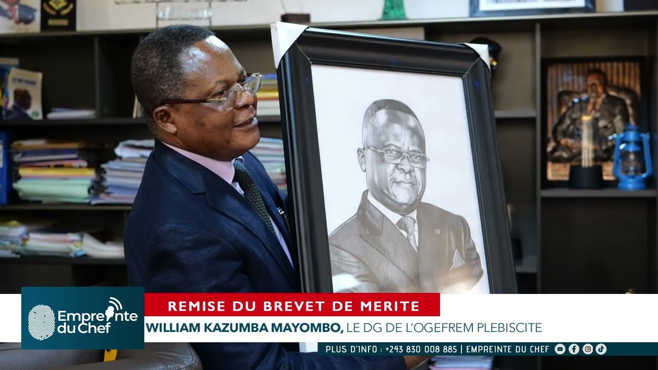 REMISE DE CERTIFICAT DE MERITE AU DG WILLIAM KAZUMBA MAYOMBO DE  L'OGEFREM.