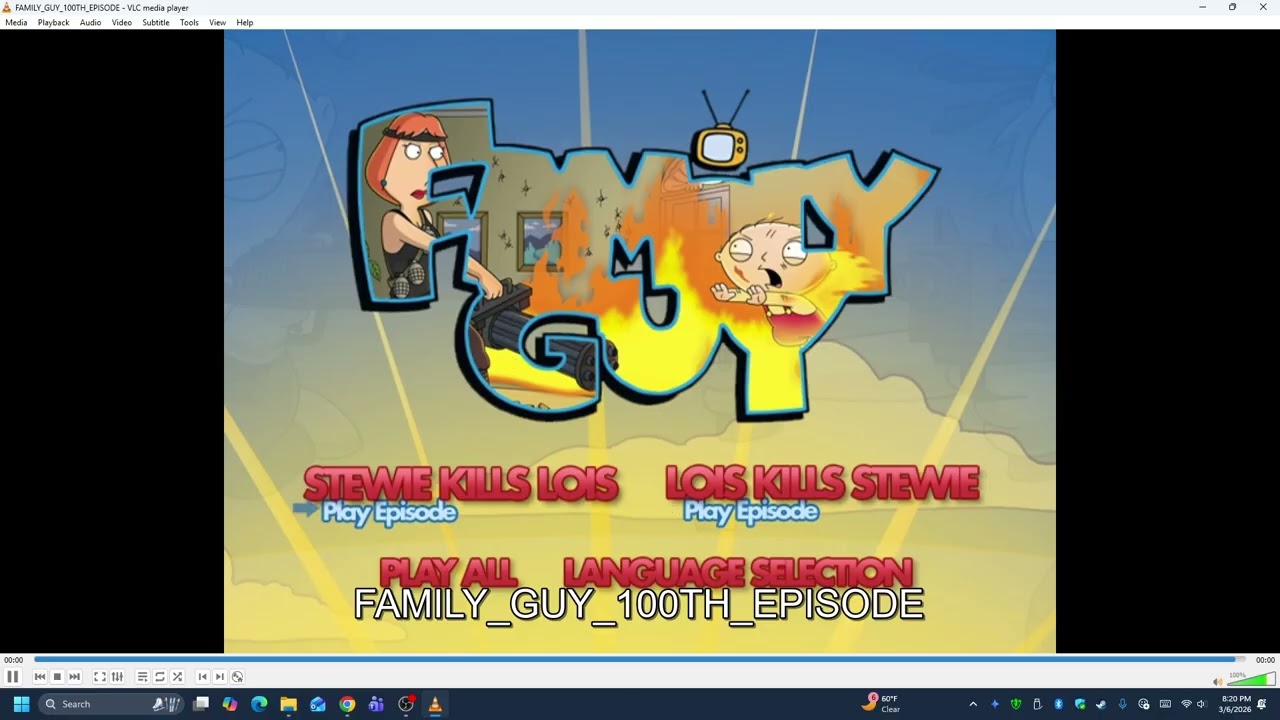 Family Guy presents Stewie Kills Lois and Lois Kills Stewie DVD Menu Walkthrough (RARE)