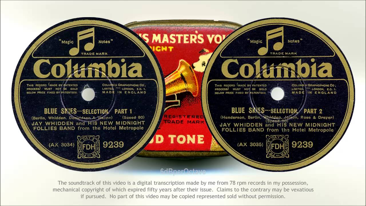 Blue Skies - selections (1927) Jay Whidden and his New Midnight Follies Band