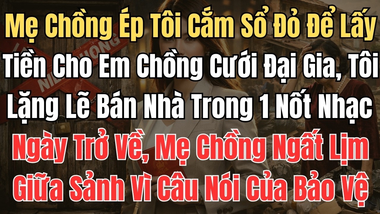 Mẹ Chồng Ép Tôi Cắm Sổ Đỏ Để Lấy Tiền Cho Em Chồng Cưới Đại Gia, Tôi Lặng Lẽ Bán Nhà Trong 1 Nốt...