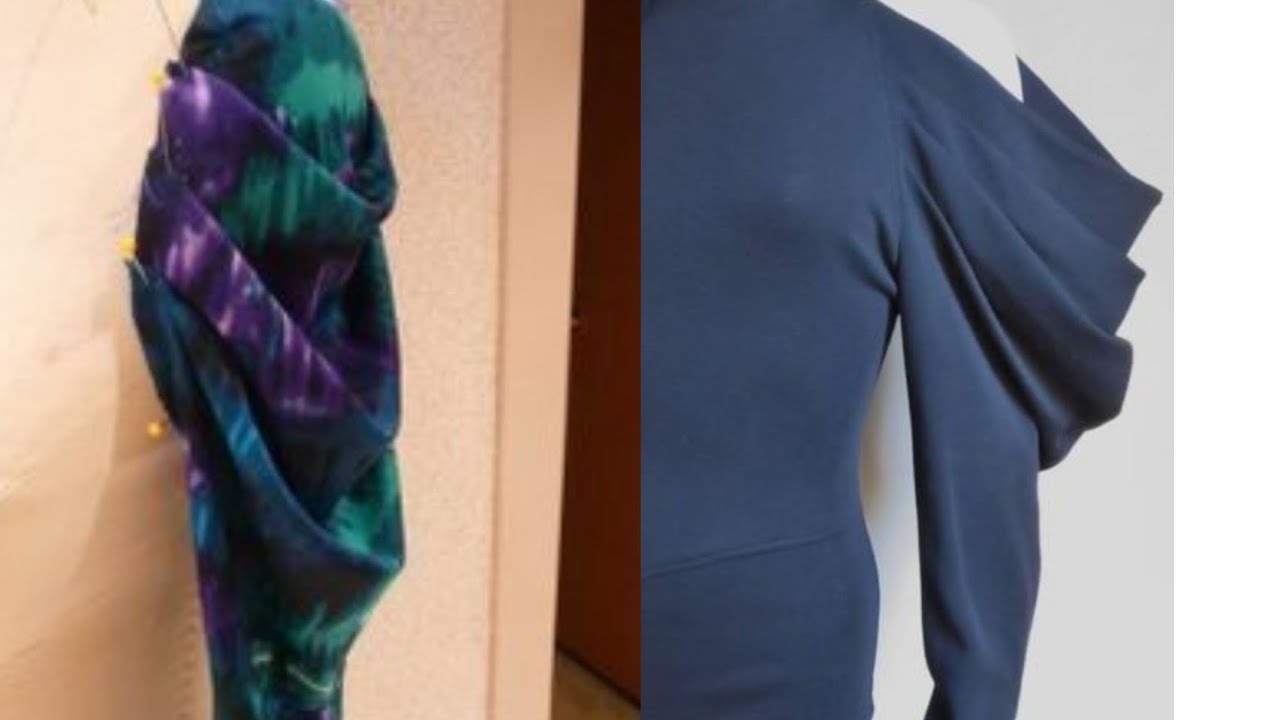 How to draft, Cut and Sew a Cowl sleeve // Slash and spread Method #sewingtutorial #diy #cowlsleeve