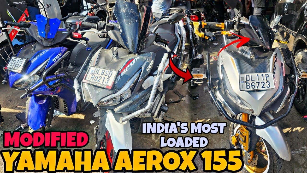 INDIA's Most Loaded YAMAHA AEROX 155 Modification | Crash Guard | Shockers Changed | SKD Originals