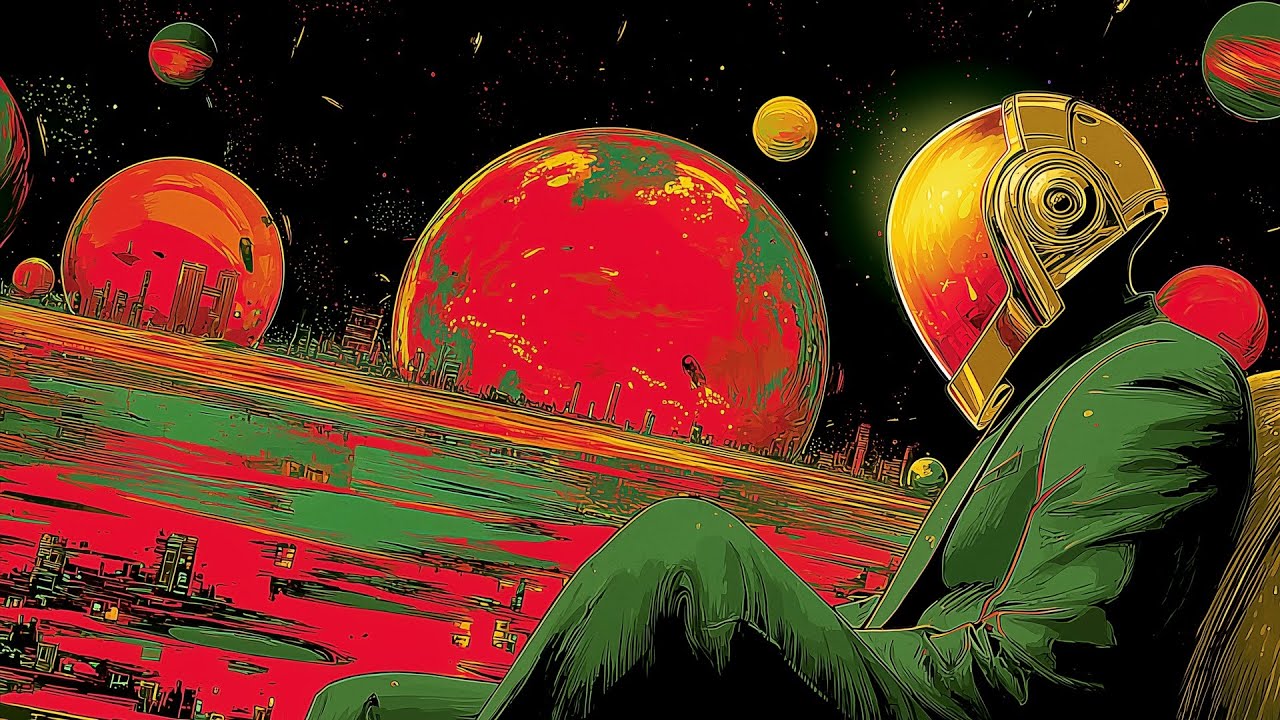 Daft Punk Inspired "Neon Meridian Descent" 🌌🛸 | Synthwave, Chillwave, Nu Disco, Electronic