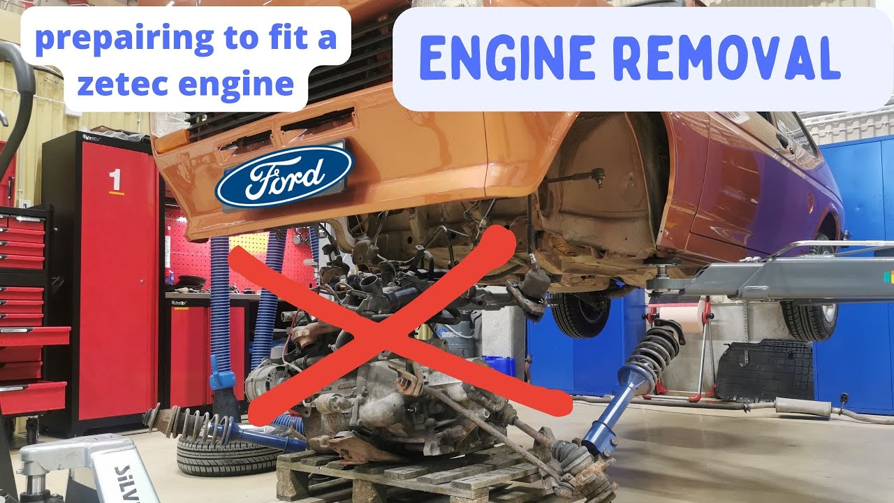 Removing the engine from my Ford Fiesta Mk1 ready for the new Zetec engine.