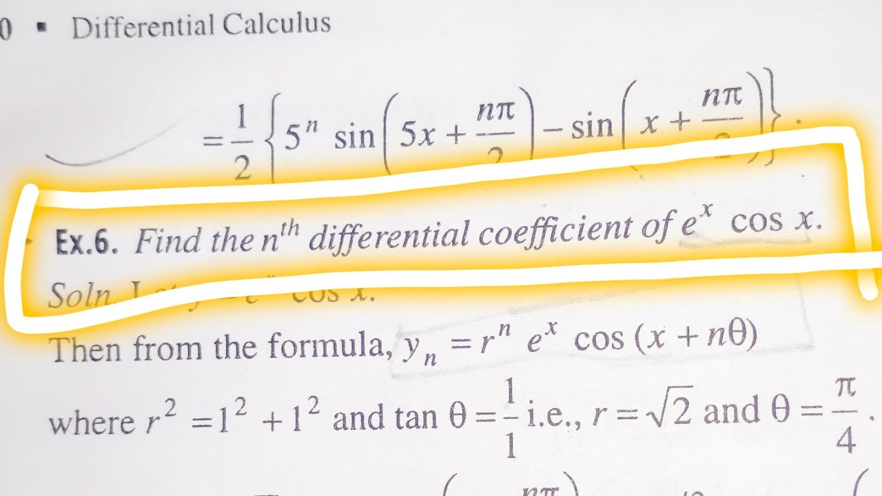 part-16 | Find the nth differential coefficient of e^xcosx