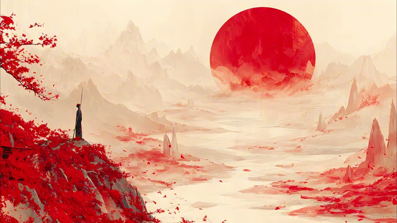 Crimson Horizon | Oriental Dreamscape Frame TV Art
