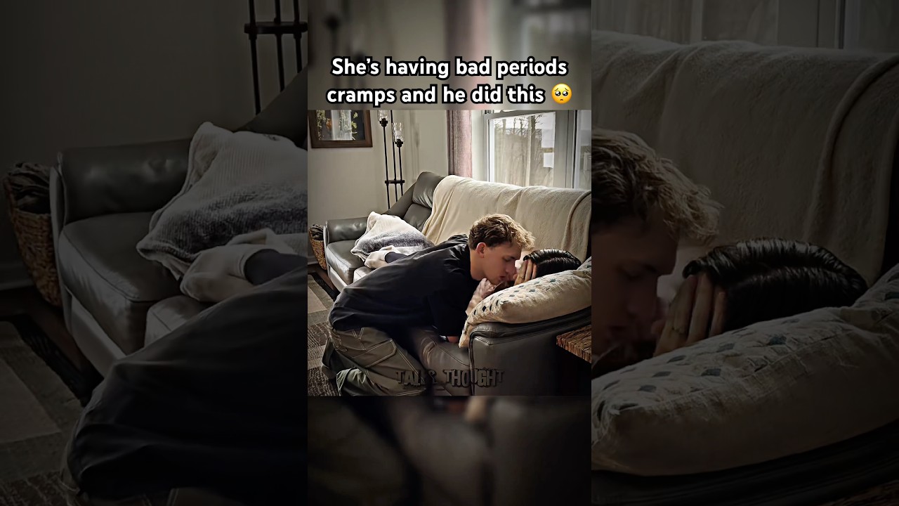 Her fiance reaction 🥺 #relationship #periods #periodcramps #couple #sad