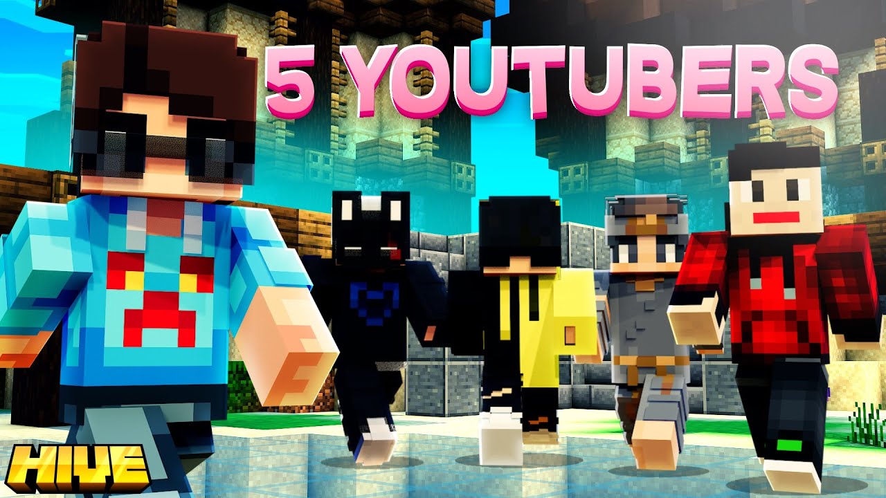 5 Indian YouTubers vs Hive Bedwars! (Hindi)