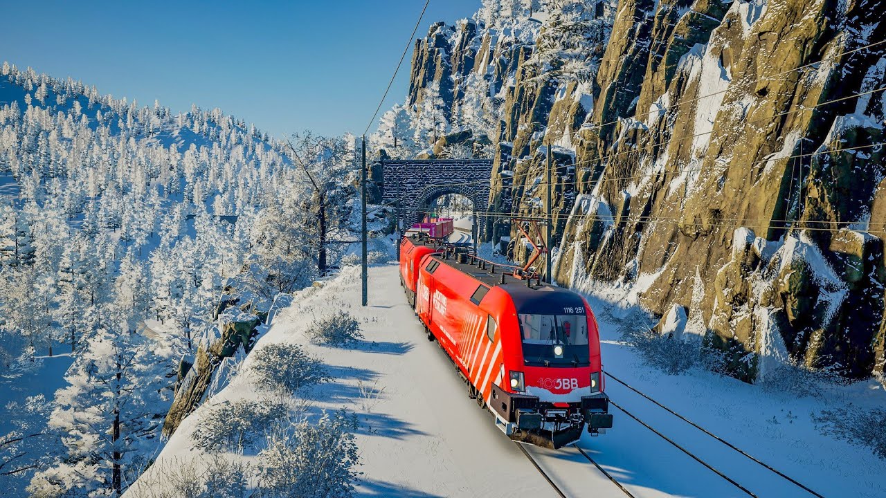 Train Sim World 5 // Snow on Semmeringbahn // Mürzzuschlag - Wiener Neustadt // OBB Taurus Cargo