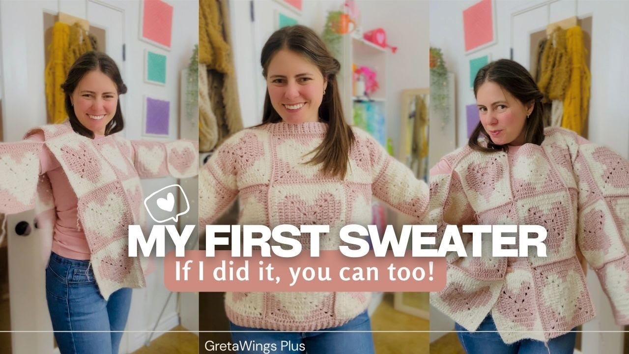 Don't throw it away! ♻️ I transformed old sweaters into this HEART SWEATER 💖 | @gretawingsdiy