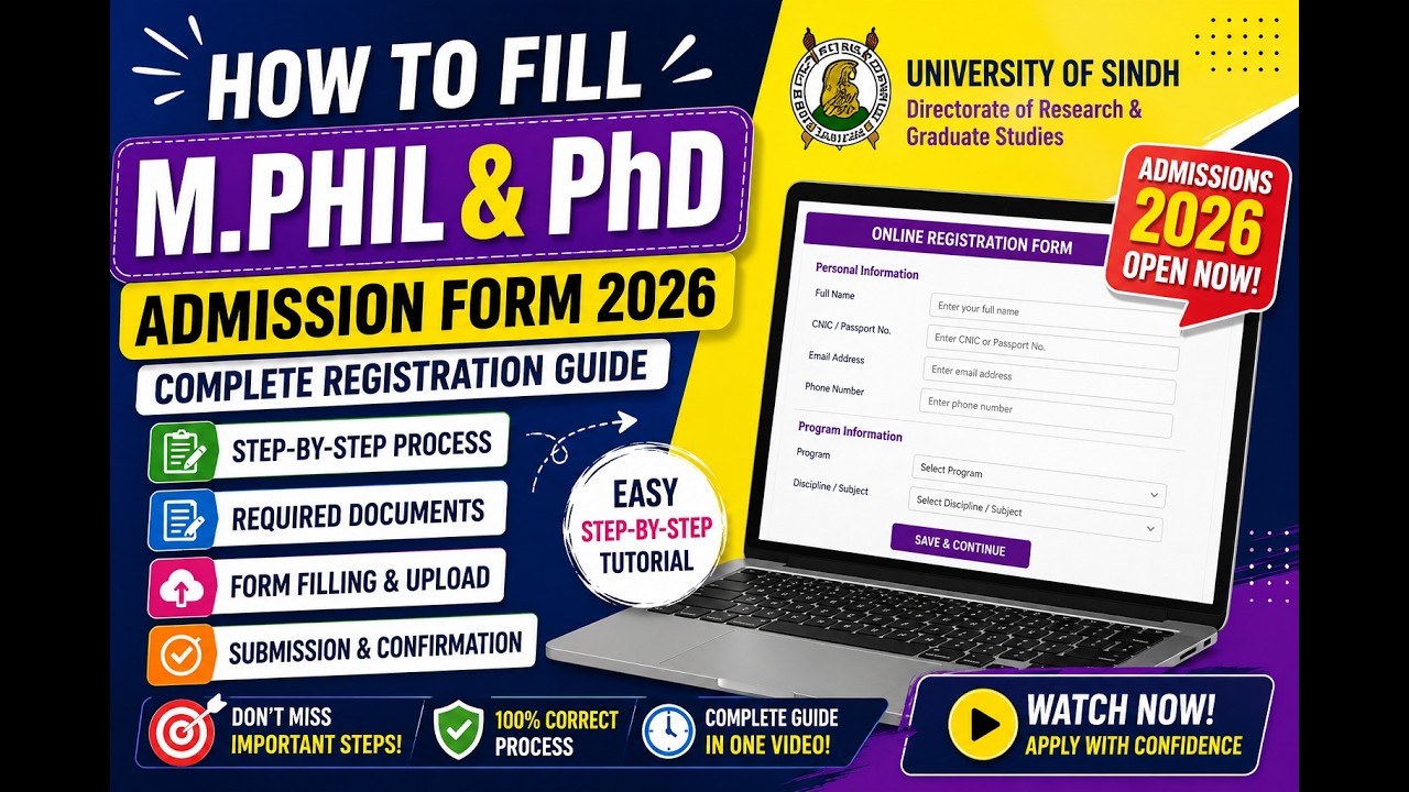 University of Sindh Admission 2026: How to Fill M.Phil & PhD Admission Form | Apply Online Now