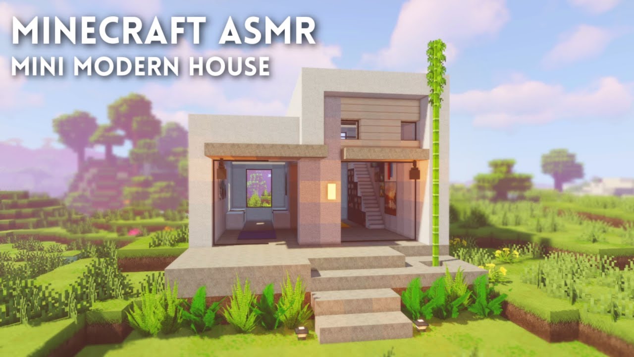 Minecraft ASMR 🏡 Building a Mini Modern House With a Loft 🏡 Tingly Whispers