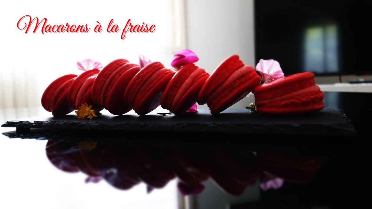 Macarons à la fraise !  Meringue Italienne