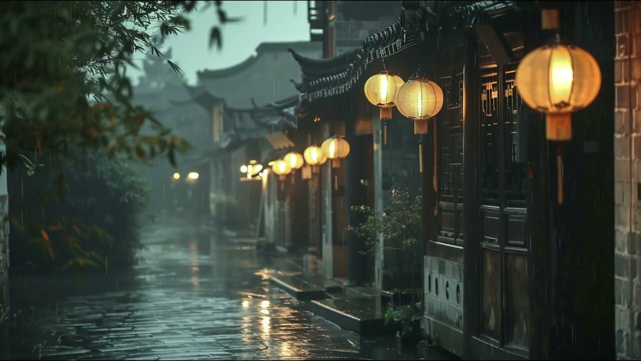 A Rainy Night in Ancient China 🌧️ Lantern Glow | 1 Hour Lo-Fi Jazz & Guzheng