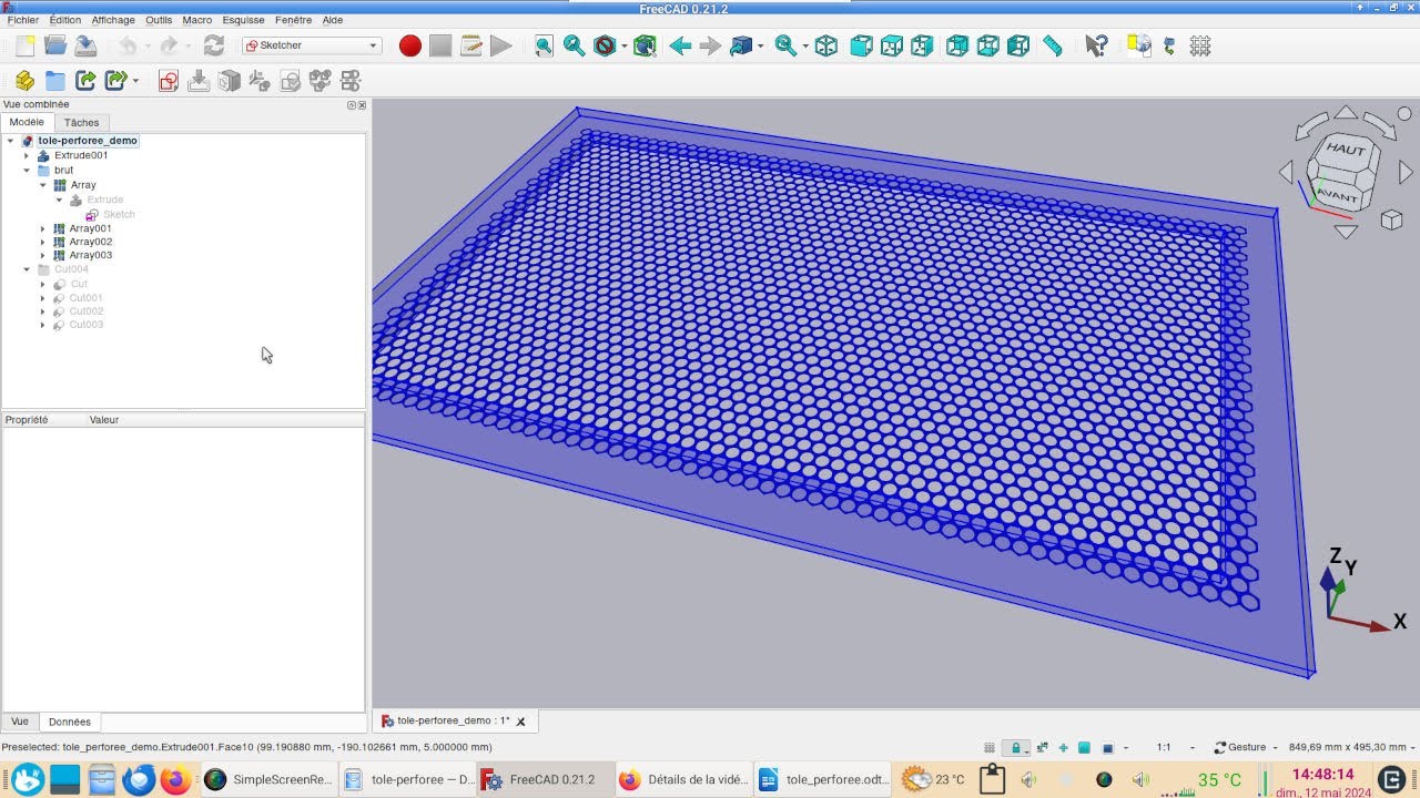 FreeCAD 0.21 : Créer une grille ou une tôle perforée