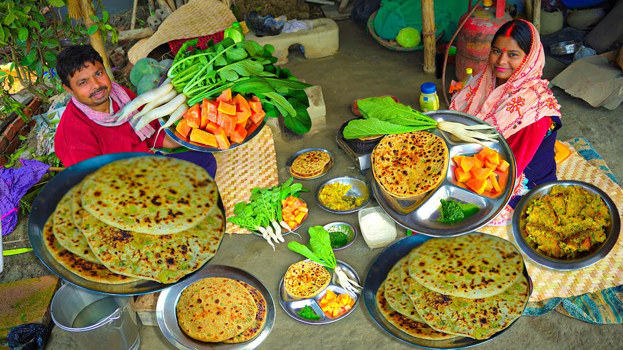 Aloo Matar Stuffed Paratha Recipe - मेरे गांव के तरीके से बनाये पराठा -Perfect Matar Alu Paratha