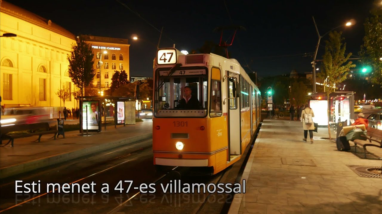 Esti menet a 47-es villamossal |Deák Ferenc tér M ► Városház tér (4K)