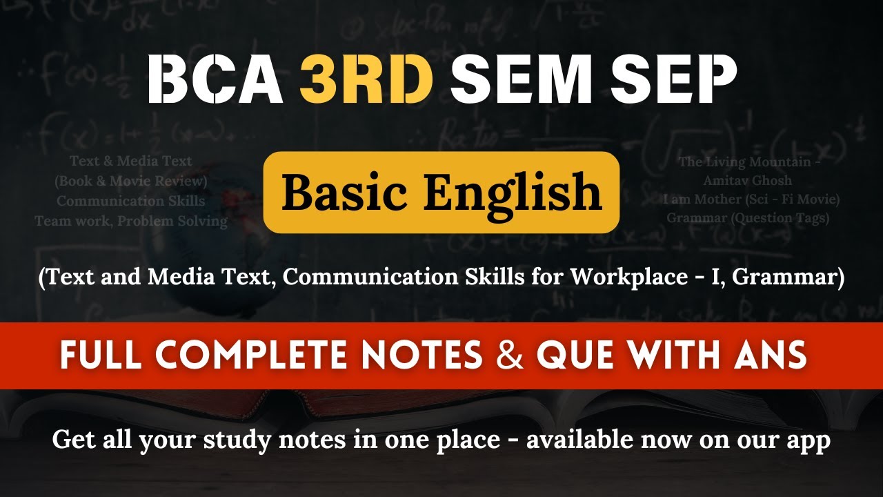 BCA 3rd Sem SEP Basic English | Complete Notes & Important Questions with Answers