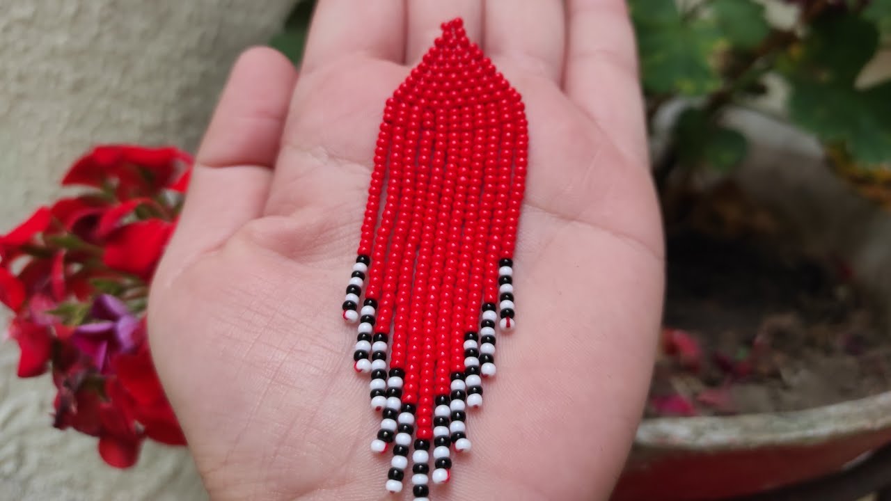 ⭕Aretes de flecos hechos en mostacillas/como hacer bisutería en mostacillas(Andrea G. Bravo)