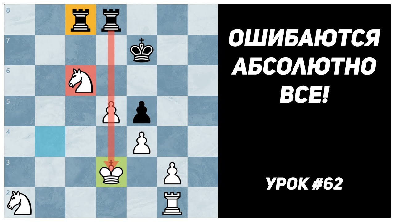 Ошибки в шахматных партиях. Ошибаются абсолютно все. Шахматные уроки для 1 разряда. Урок №62.