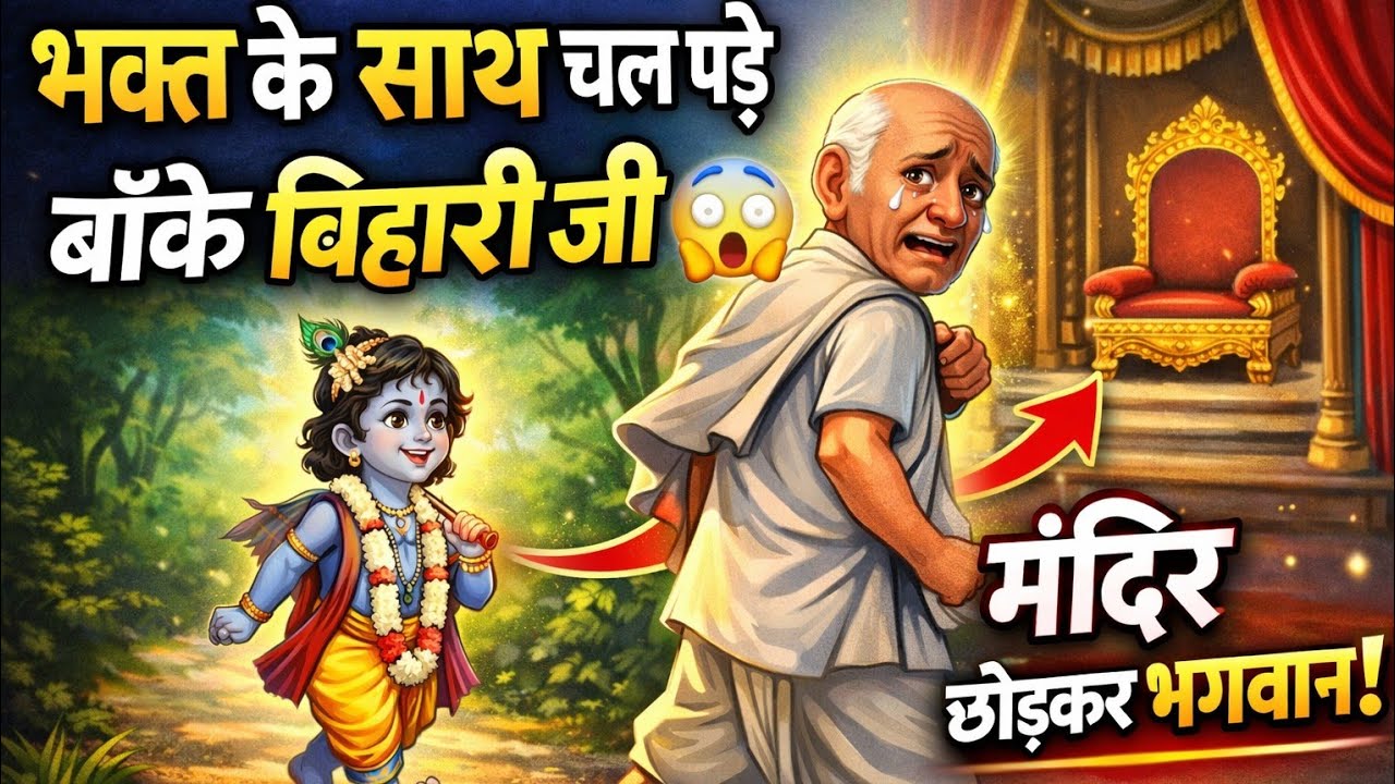 🔴एक भक्त के पीछे मंदिर से चल पड़े बाँके बिहारी जी 😱 | वृंदावन की सच्ची कथा।#youtubelive#trendinglive