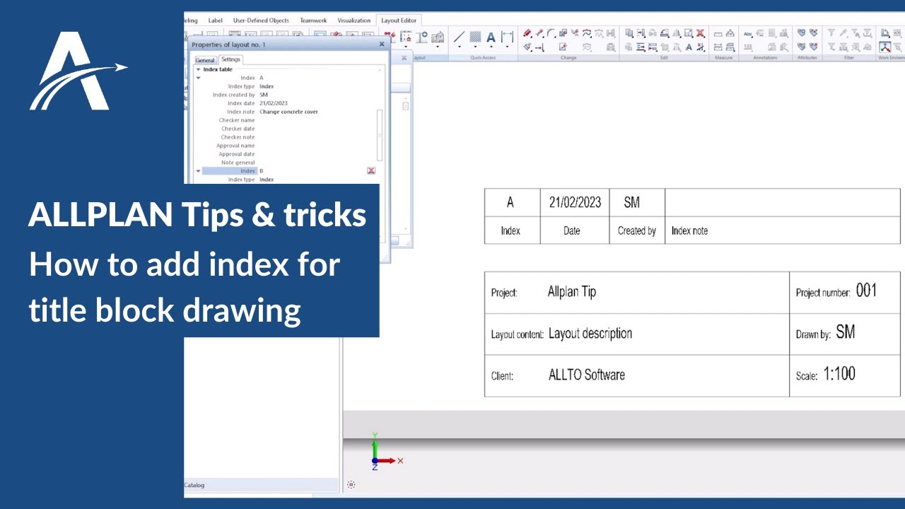 ALLPLAN Tips & tricks - How to add index for title block drawing