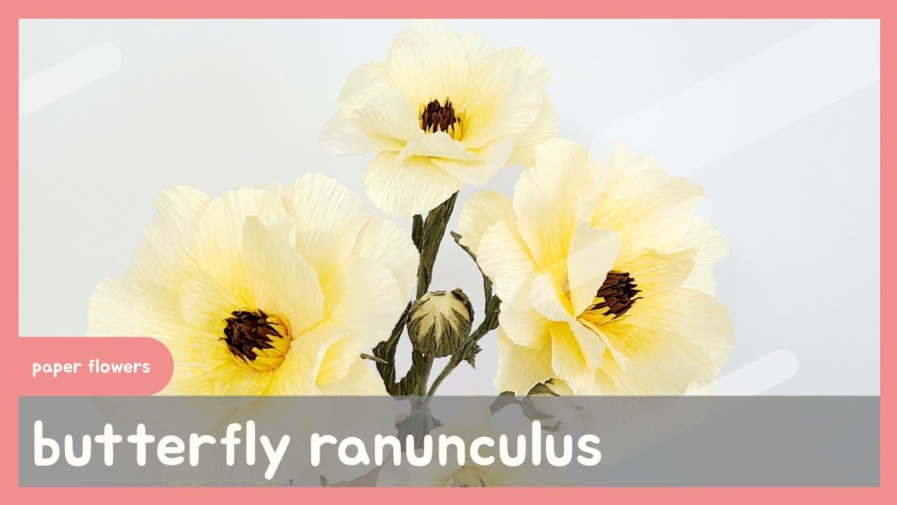 how to make butterfly ranunculus/ペーパーフラワー/paper flowers
