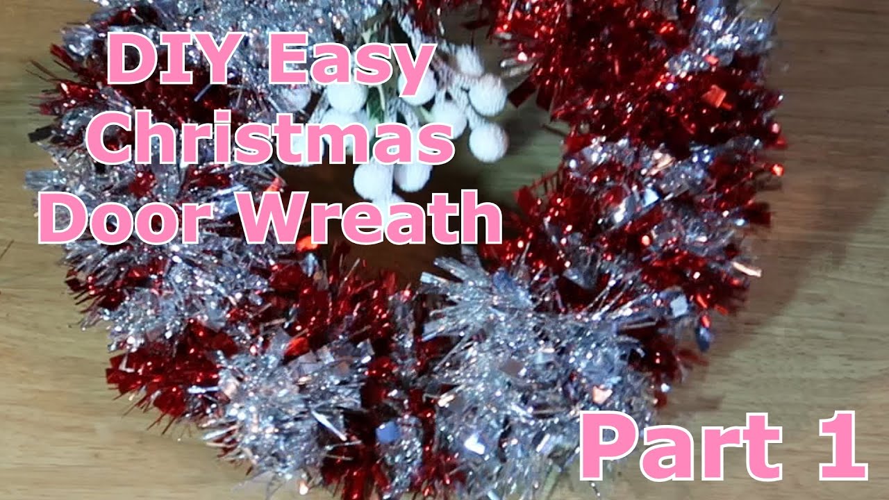 DIY Easy Tinsel Christmas Door Wreath part 1