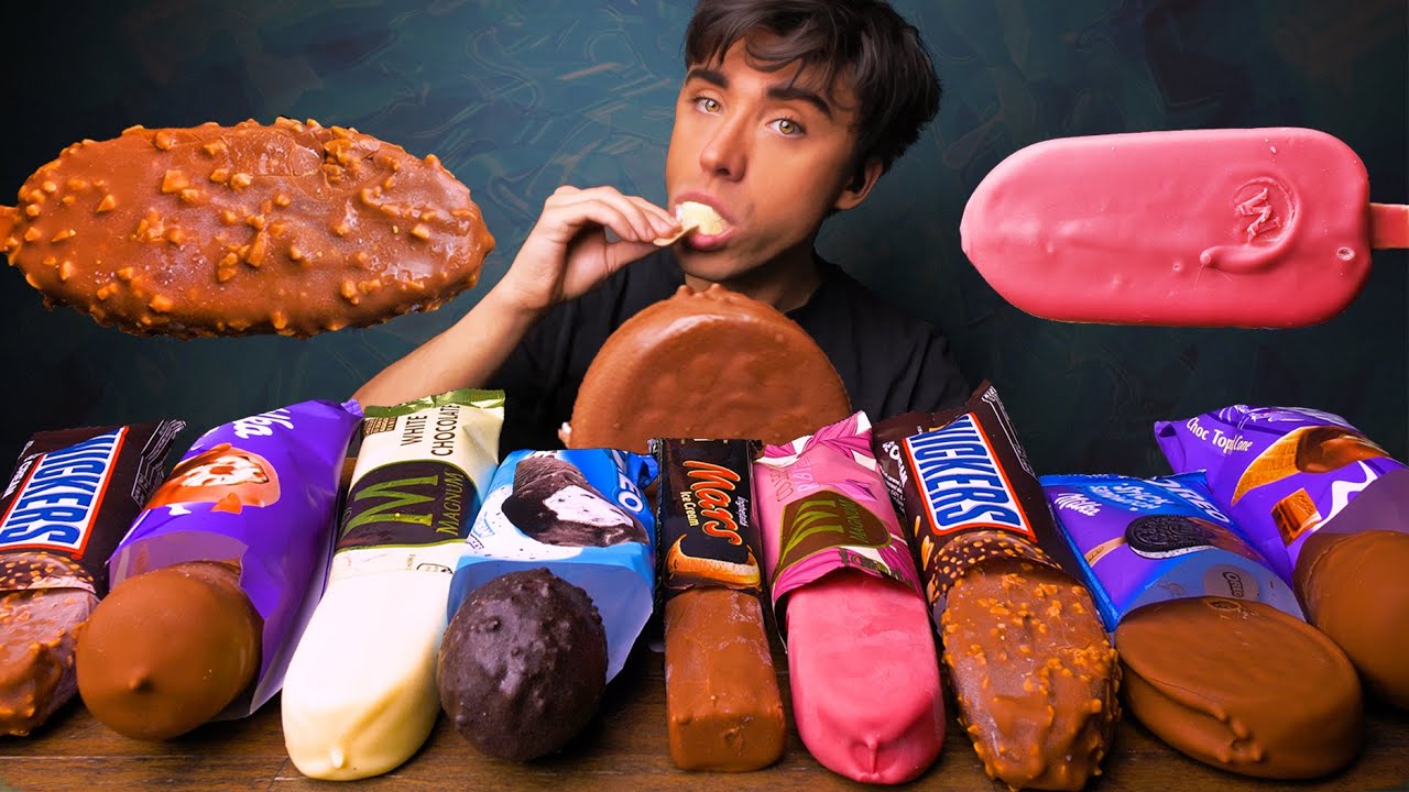 ASMR CANDY ICE CREAM BARS (SNICKERS, MAGNUM, MARS, OREO, MILKA) CHOCOLATE PARTY 리얼사운드 먹방