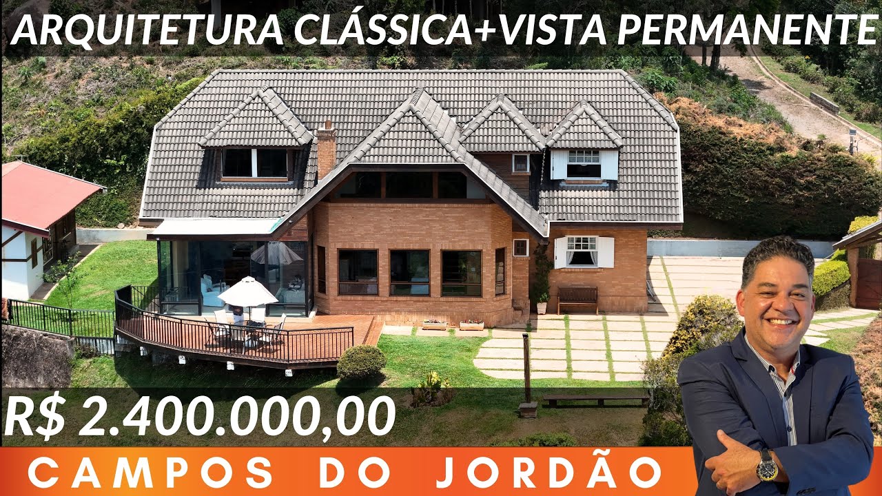🍁 CASA DE SERRA COM ARQUITETURA CLÁSSICA + VISTA PERMAMENTE EM CAMPOS DO JORDÃO - R$ 2.400.000,00